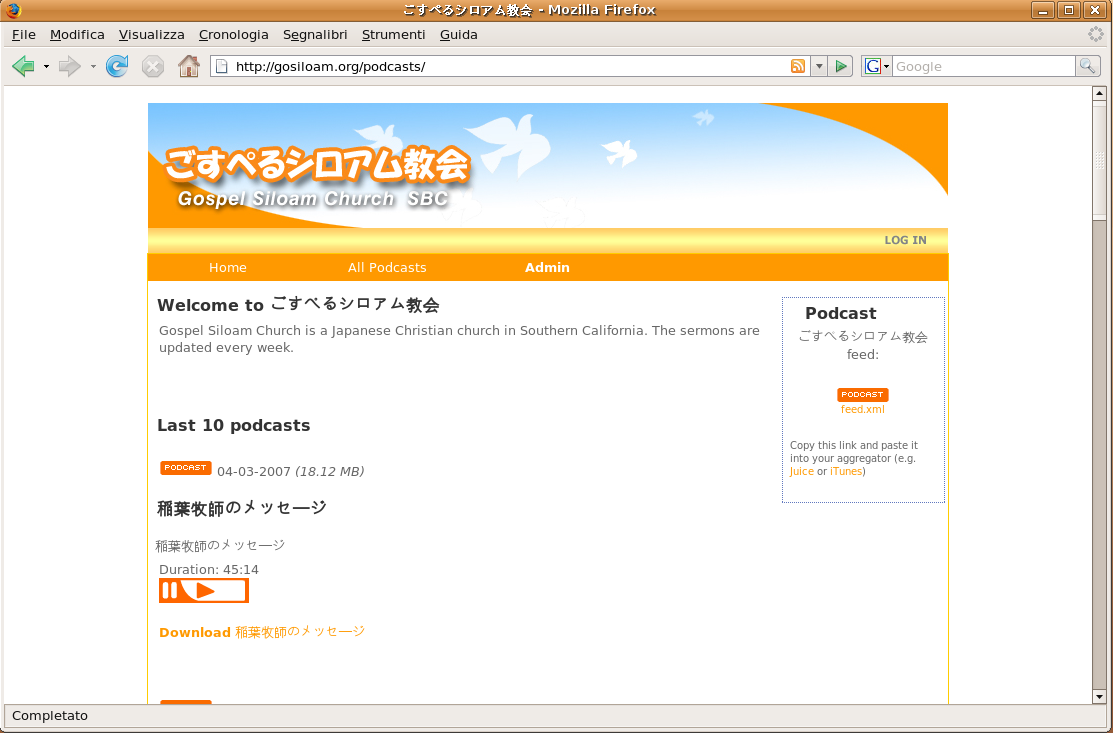 Japanese Christian church in Southern California using Podcast Generator for sermons