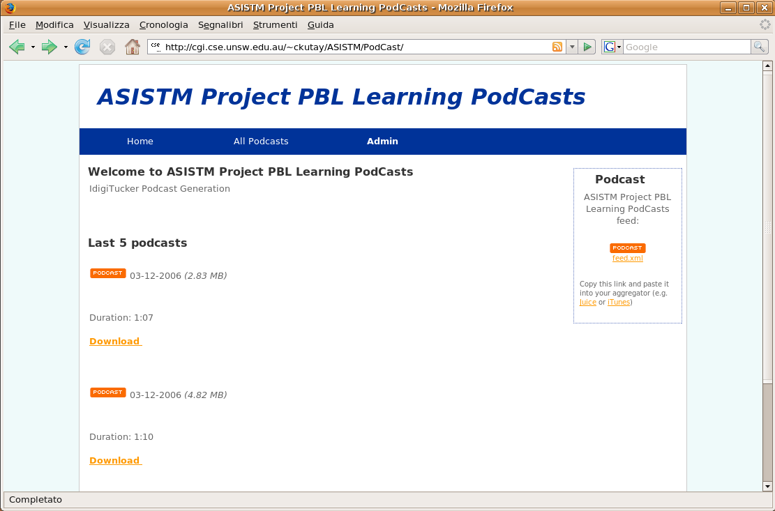 UNSW Canberra ASISTM project using Podcast Generator, December 2006